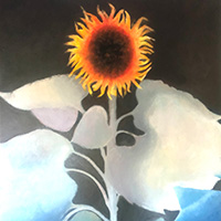 Sonnenblume auf nassem Fuߔ, 2021, Acryl auf Leinwand, 130x90cm